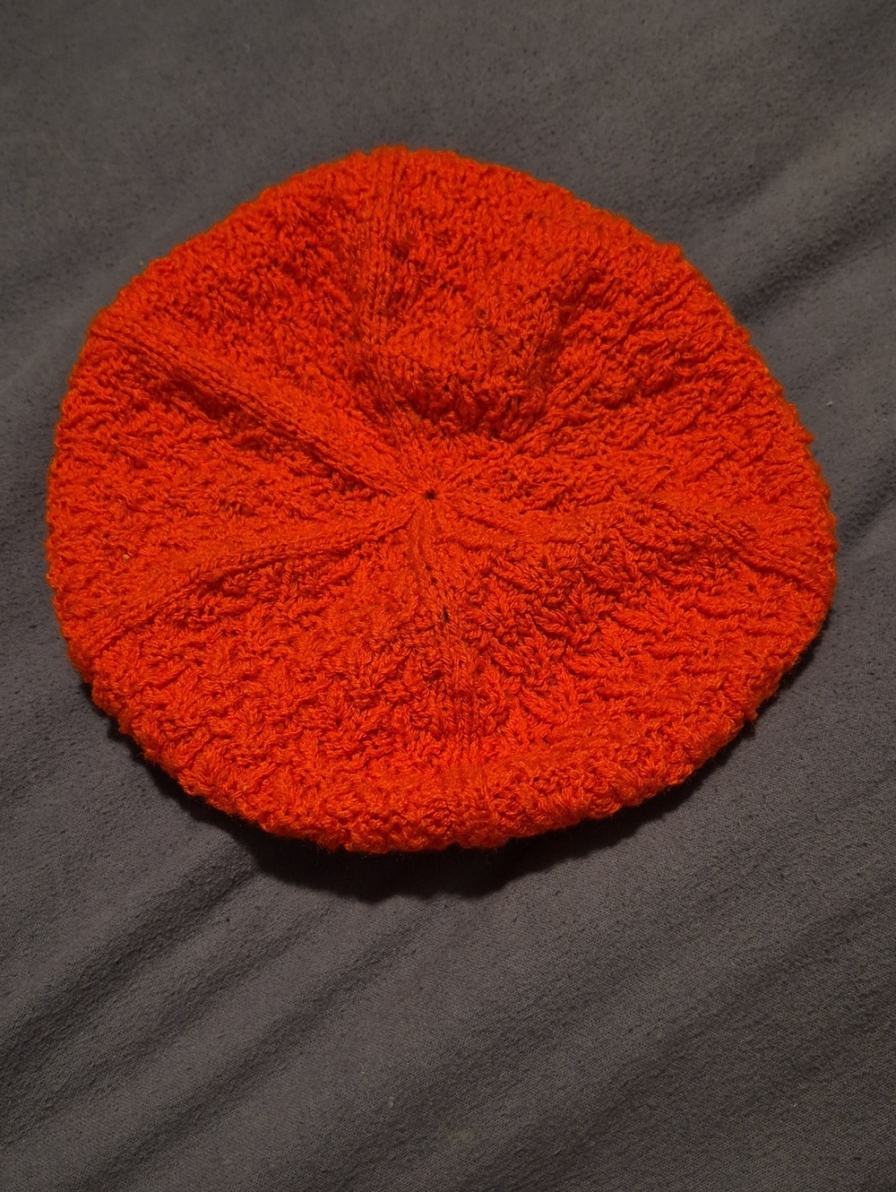 Bright Orange Knit Beret for Women